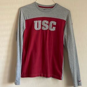 USC Trojans Long Sleeve TShirt Cotton Gray Red Preppy College Academia Graphic